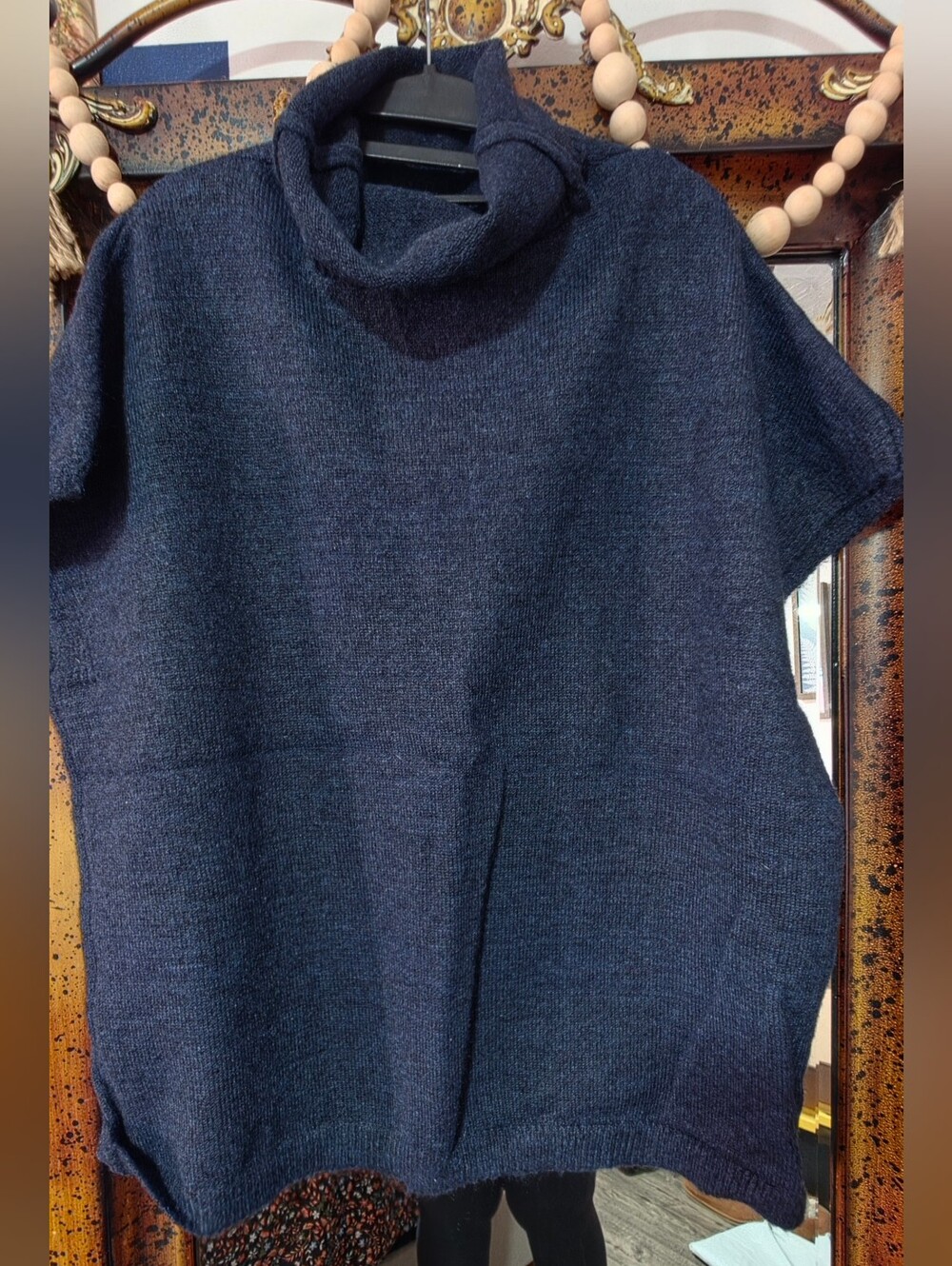 Amazon Women's Navy Short-Sleeve Turtleneck Sweater